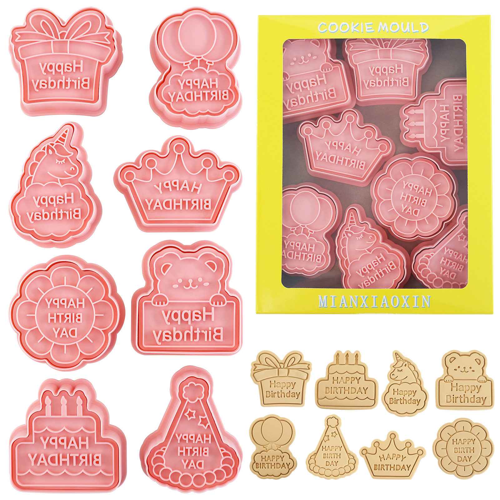 Baking Kitchen For Kids - 8pcs Happy Birthday Cookie Cutter with