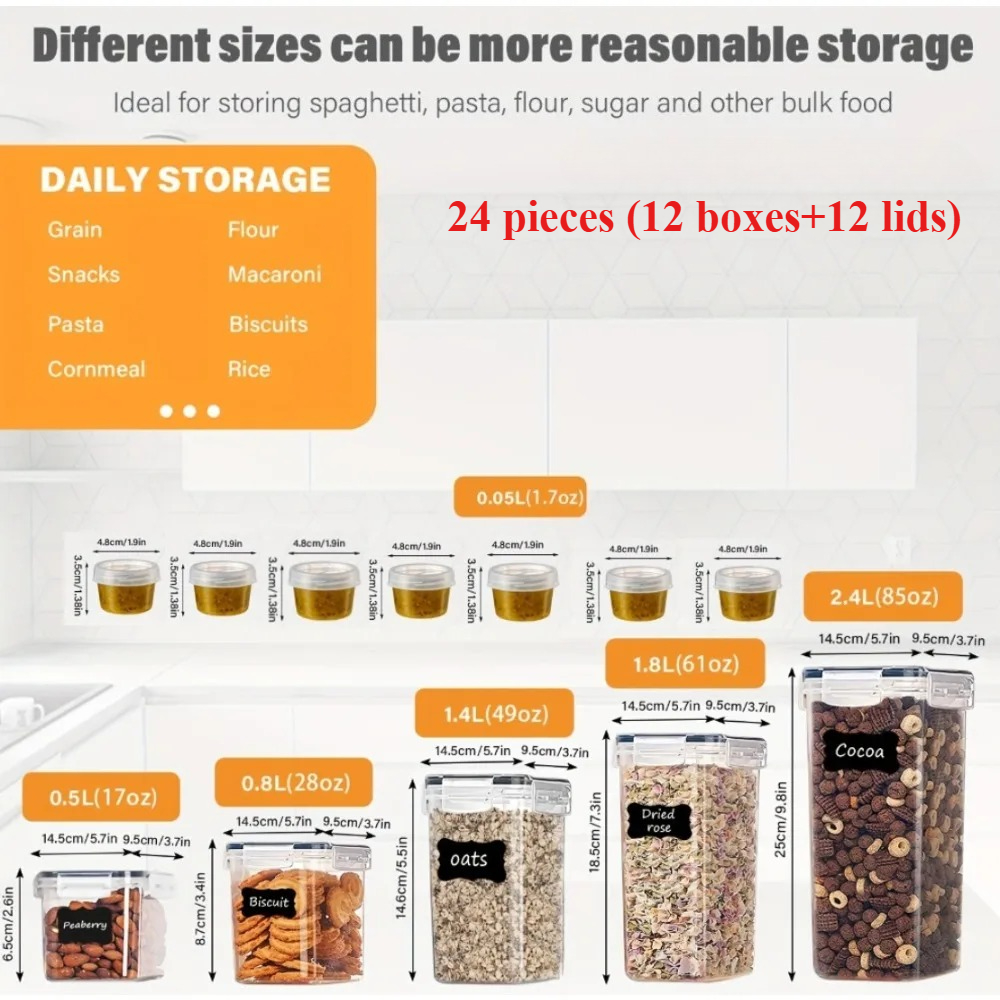 24Pcs Food Storage Containers  - Kitchen Baking Tins บทวิจารณ์และราคา