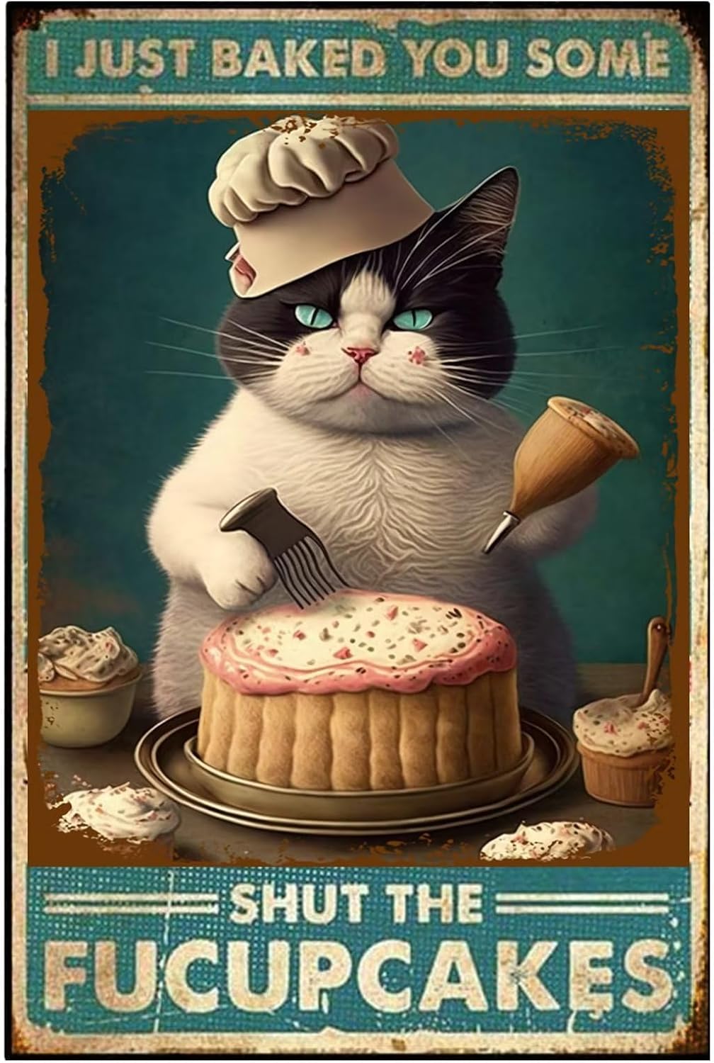 Tin Signs Cat Cake,I Just Bake - Kitchen Baking Tins บทวิจารณ์และราคา