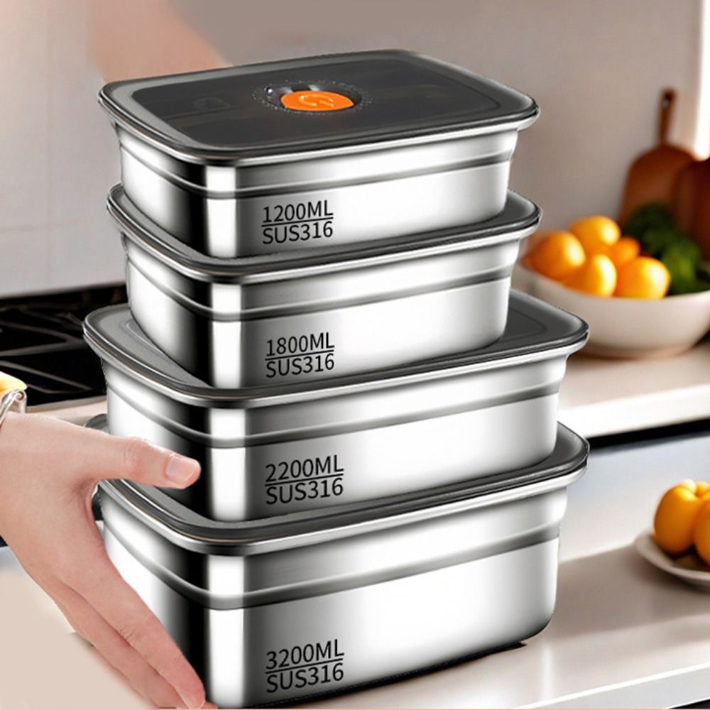 Stainless Steel Lunch Box Bent - Kitchen Baking Tray Storage บทวิจารณ์และราคา
