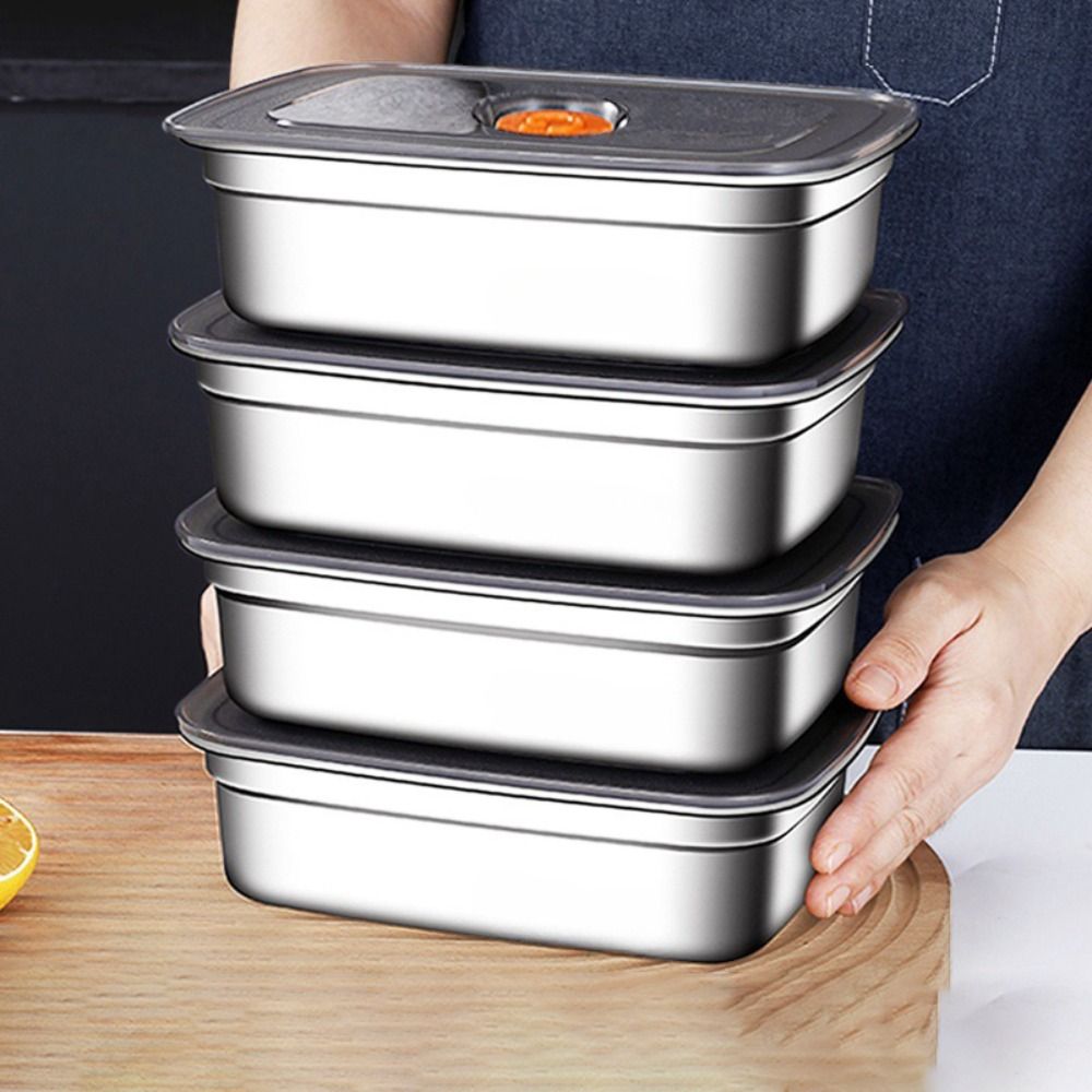 Stainless Steel Lunch Box Bent - Kitchen Baking Tray Storage บทวิจารณ์และราคา