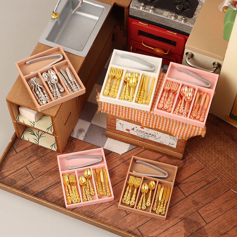 1Set 1:12 Dollhouse Mini Knife - Kitchen Baking Tray Storage บทวิจารณ์และราคา
