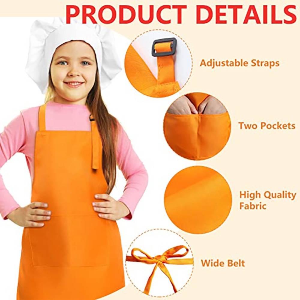 Children Chef Apron Front Pock - Baking Kitchen For Kids บทวิจารณ์และราคา
